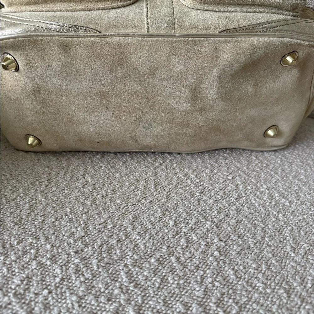Vintage Coach Beige and Silver Suede Satchel - Picture 11 of 15